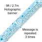 On Your Christening Blue Holographic Banner – 2.7m (9ft)