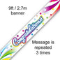Congratulations Rainbow Swirl Banner – 2.7m (9ft)