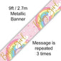 Pastel Rainbow Baby Girl Pink Holographic Banner – 2.7m (9ft)