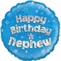 Happy Birthday Nephew Blue Holographic 18" Balloon