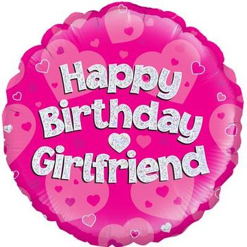 Happy Birthday Girlfriend Pink Holographic 18" Balloon