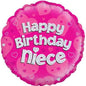 Happy Birthday Neice Pink Holographic 18" Balloon