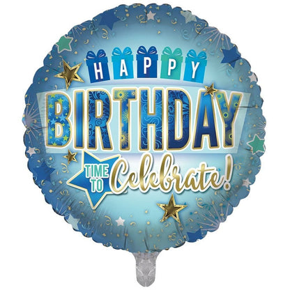 Happy Birthday Time to Celebrate Double-Sided 18-inch Foil Balloon