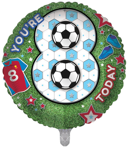 8th Boys Blue Football Double Sided 18-inch Balloon
