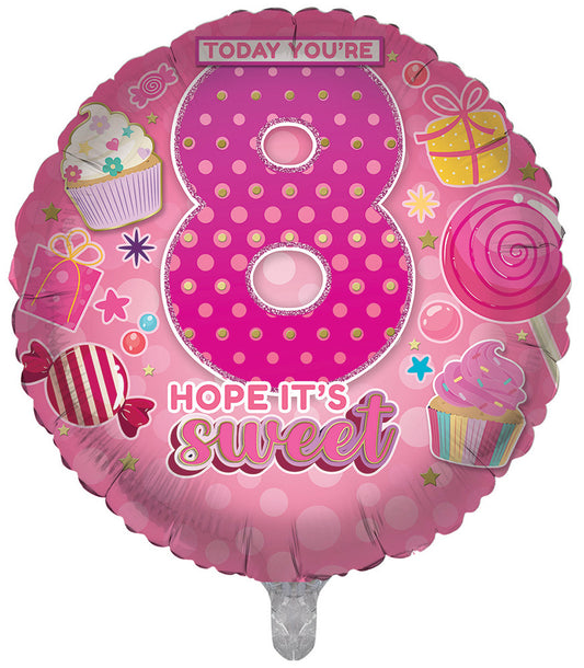 8th Pink Girls Sweet Cupcake Double Sided 18-inch Balloon