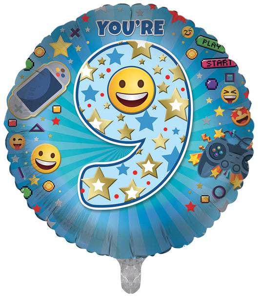 9th Boys Blue Gaming Stars Double Sided 18-inch Balloon