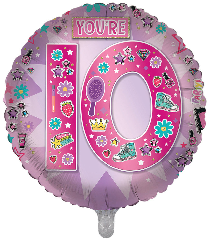 10th Pink Girly Double Sided 18-inch Balloon