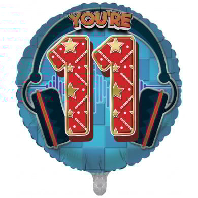 11th Dark Blue Boys Cool Headphones Double Sided 18-inch Balloon