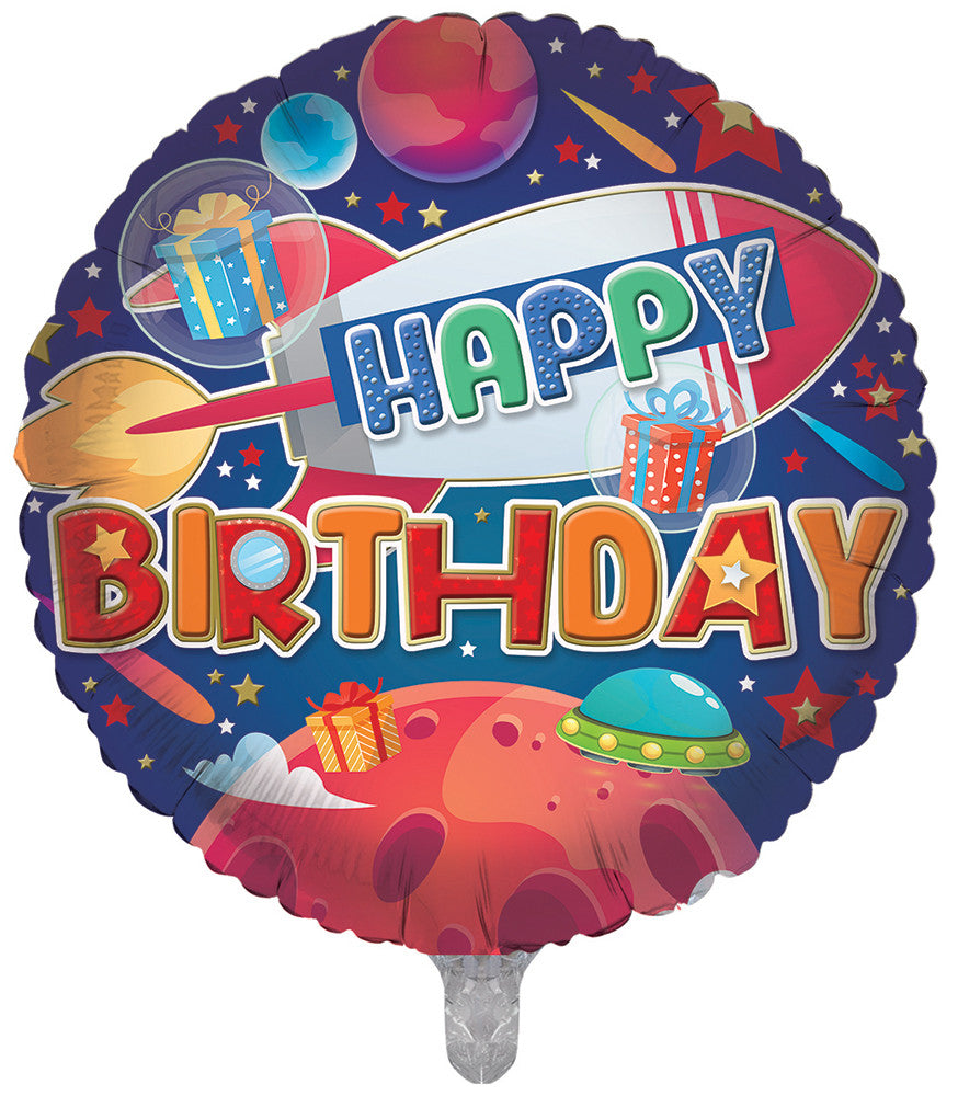 Birthday Rockets Male Double Sided 18-inch Balloon
