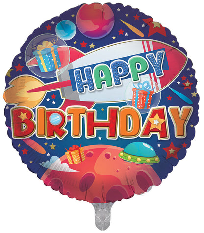 Birthday Rockets Male Double Sided 18-inch Balloon