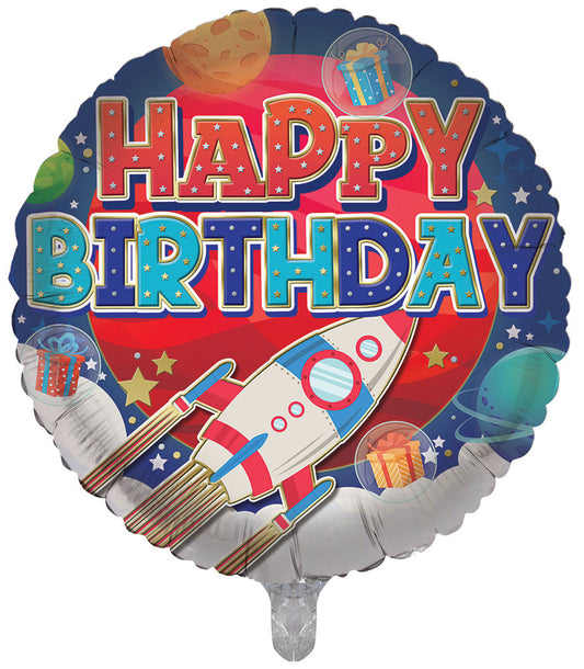Birthday Rockets Male Double Sided 18-inch Balloon