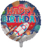 Birthday Rockets Male Double Sided 18-inch Balloon