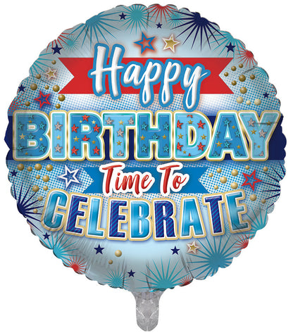 Happy Birthday Time To Celebrate Double Sided 18-inch Balloon