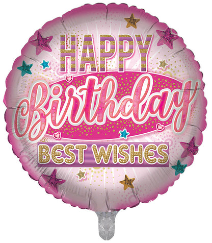Happy Birthday Best Wishes Female Double Sided 18-inch Balloon
