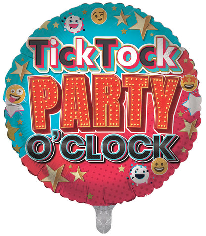 Tick Tock Time to Party Double Sided 18-inch Balloon