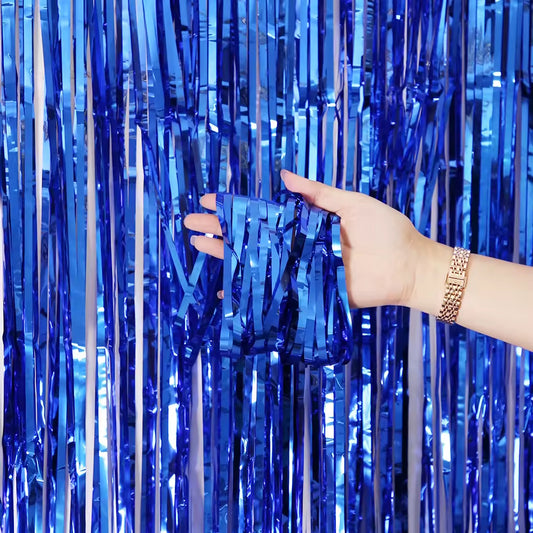 Metallic Blue Foil Shimmer Curtain 3ft x 8ft (92cm x 244cm)