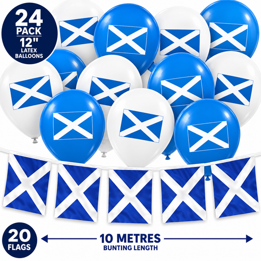 Scotland Flag Bunting 7m / 22ft, 24 Flags, Scottish Party Decoration