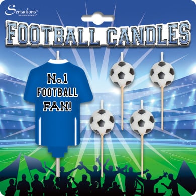 Party Candle Football Blue & White