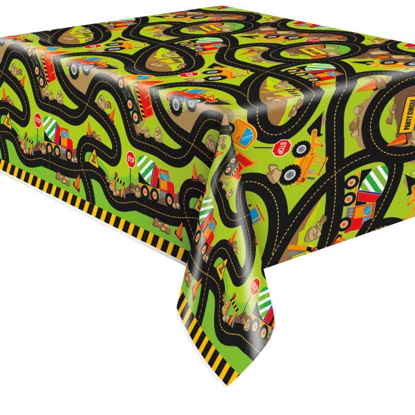 Unique Construction Party Birthday Rectangular Plastic Table Cover (137cm x 213cm)
