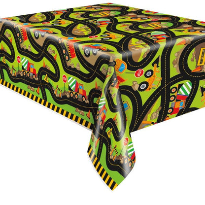 Unique Construction Party Birthday Rectangular Plastic Table Cover (137cm x 213cm)