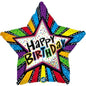 CTI Birthday Stripes with Stars 17" Foil Balloon
