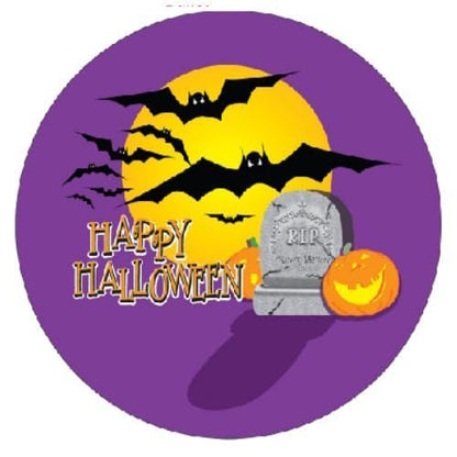 18" Happy Halloween Foil Balloon Purple Bats Pumpkin & Tombstone Party Decoration