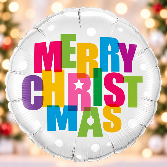 Qualatex 18" Colourful Merry Christmas Foil Balloon – Air or Helium