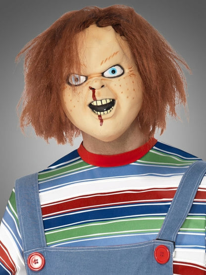 Chucky Style Horror Mask Adult Full Head with Hair – Halloween Fancy Dress