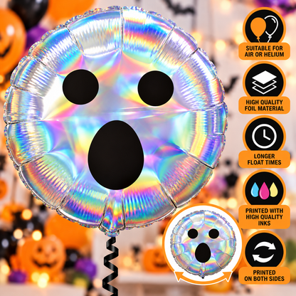 Holographic Ghost Face 18" Foil Balloon – Air or Helium