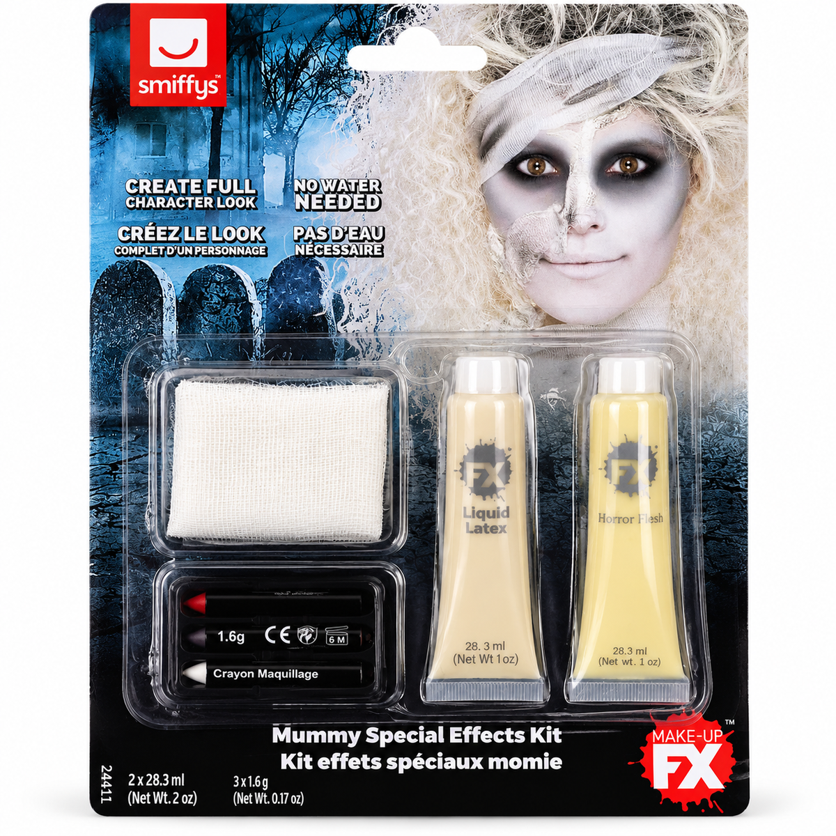 Smiffy's Mummy Special Effects Makeup Kit – Halloween Fancy Dress SFX