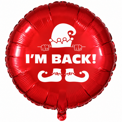 Elf I’m Back 18" Christmas Elf Foil Balloon – Red or Green Xmas Decoration
