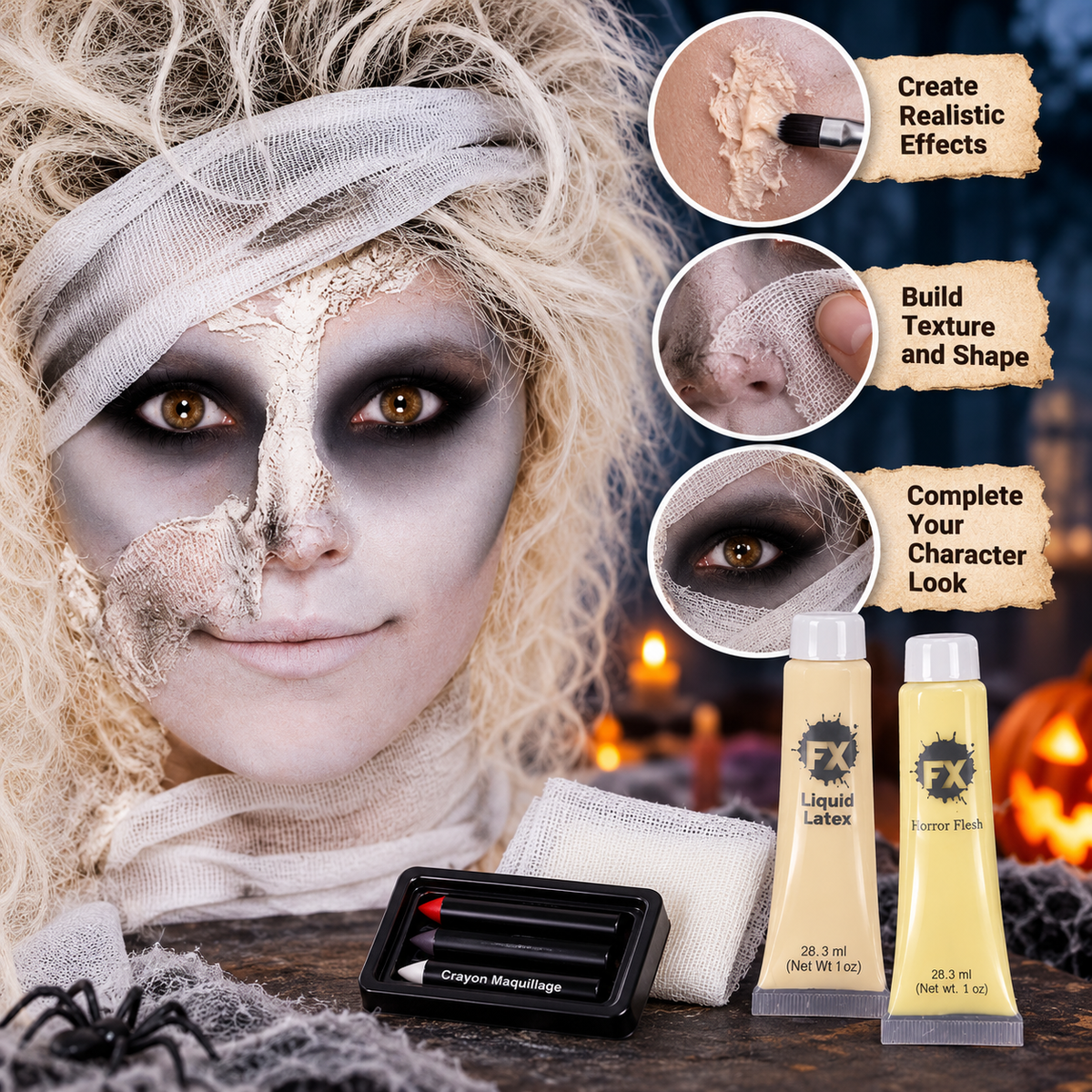 Smiffy's Mummy Special Effects Makeup Kit – Halloween Fancy Dress SFX