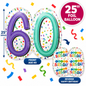 60th Birthday Foil Balloon 25"  Anagram XL Colourful Number 60 Double Sided Happy Birthday Party Decoration