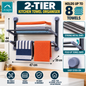 2 Tier Kitchen Towel Organiser – Foldable Wall Mounted Towel Rack – Stick-On (Grey)