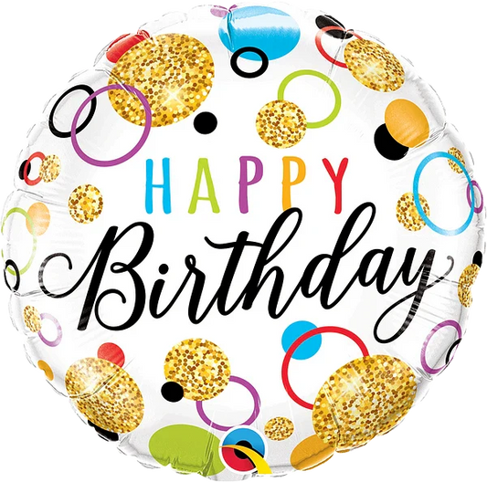 Qualatex Glitter Sparkling Dots  18" Foil Balloon
