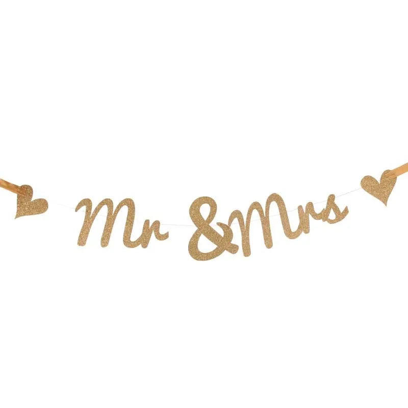 Gold Glitter Mr & Mrs Wedding Bunting Decoration 70cm