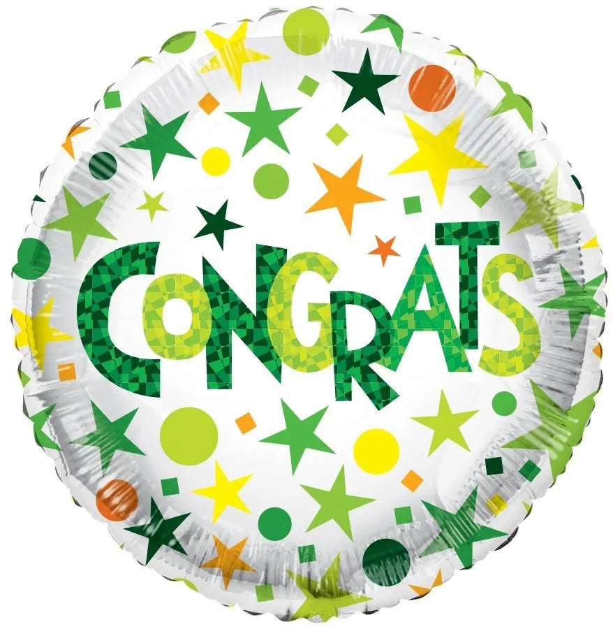 Congrats ECO Green 18" Round Foil Balloon