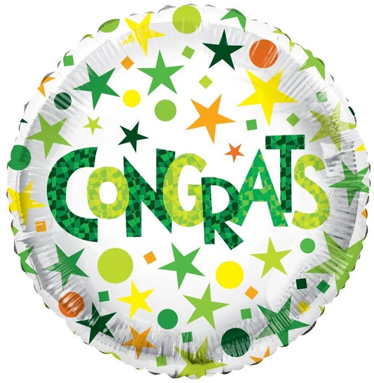 Congrats ECO Green 18" Round Foil Balloon