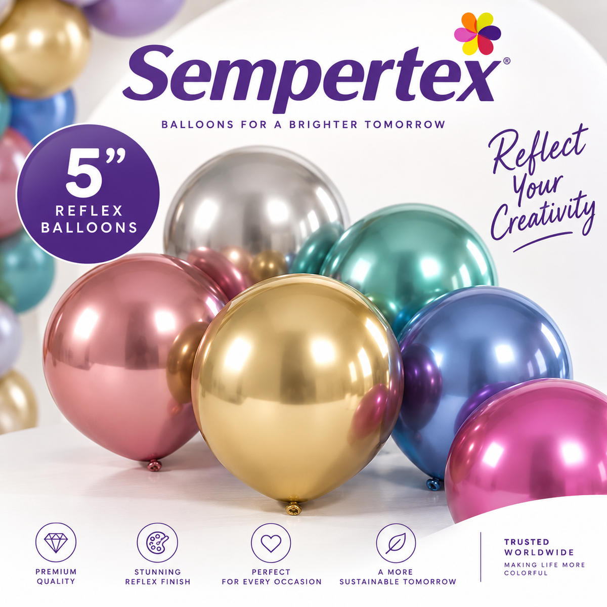 Sempertex Reflex 5" Latex Balloons 50ct