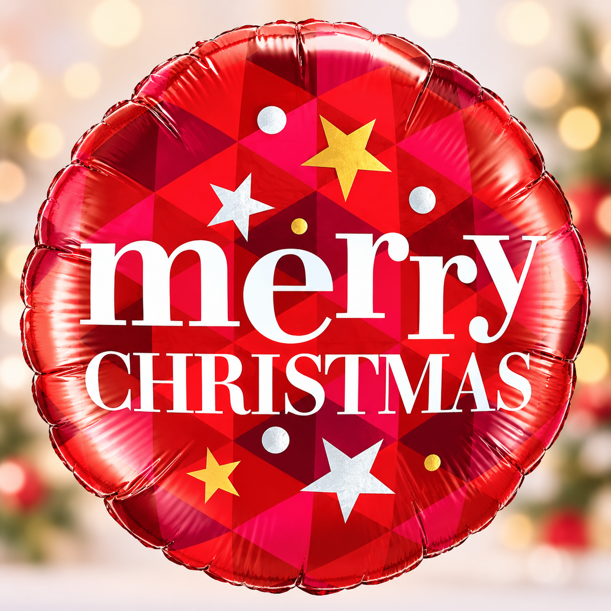 Qualatex 18" Red Merry Christmas Stars Foil Balloon – Air or Helium