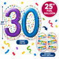 30th Birthday Foil Balloon 25"  Anagram XL Colourful Number 30 Double Sided Happy Birthday Party Decoration