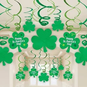 Amscan St. Patrick's Day 30pc Swirl Garlands with Shamrock Cutouts