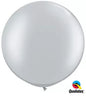 Qualatex Round Silver 2.5ft/30" Latex Balloons 2pc/Bag