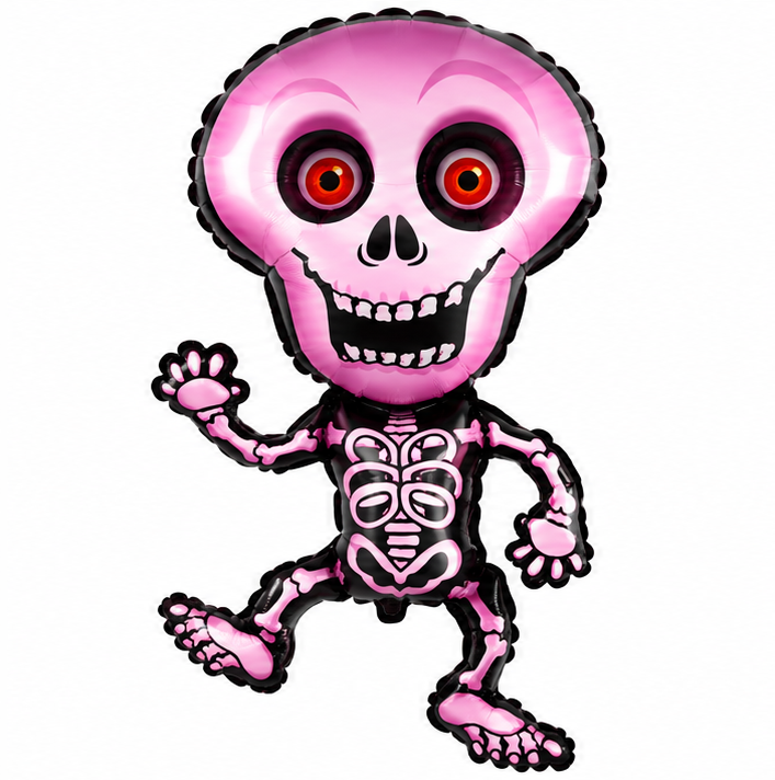 Large Skeleton Foil Balloon – 40" Halloween Decoration – Green, Grey or Fuchsia