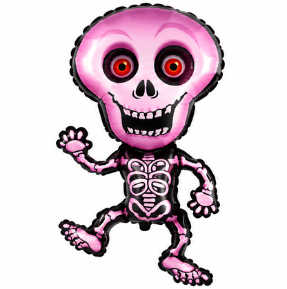 Large Skeleton Foil Balloon – 40" Halloween Decoration – Green, Grey or Fuchsia