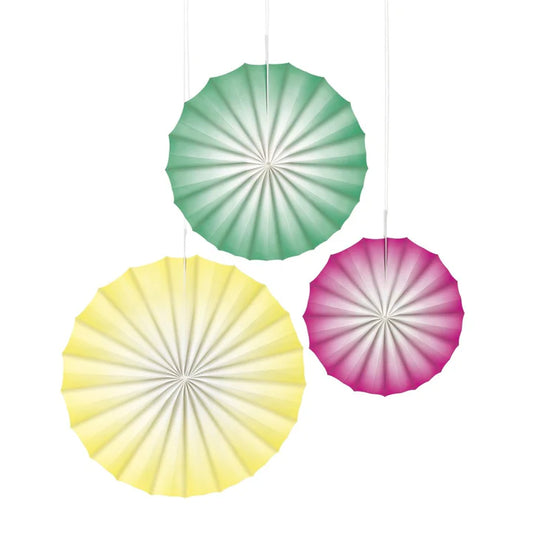 Unique Paper Fan Hanging Decorations 12", 10" & 8" 3pc