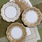 Vintage Gold Medium Paper Plates - 3 Designs 12 ct