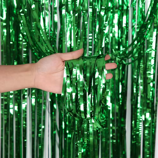 Metallic Green Foil Shimmer Curtain 3ft x 8ft (92cm x 244cm)