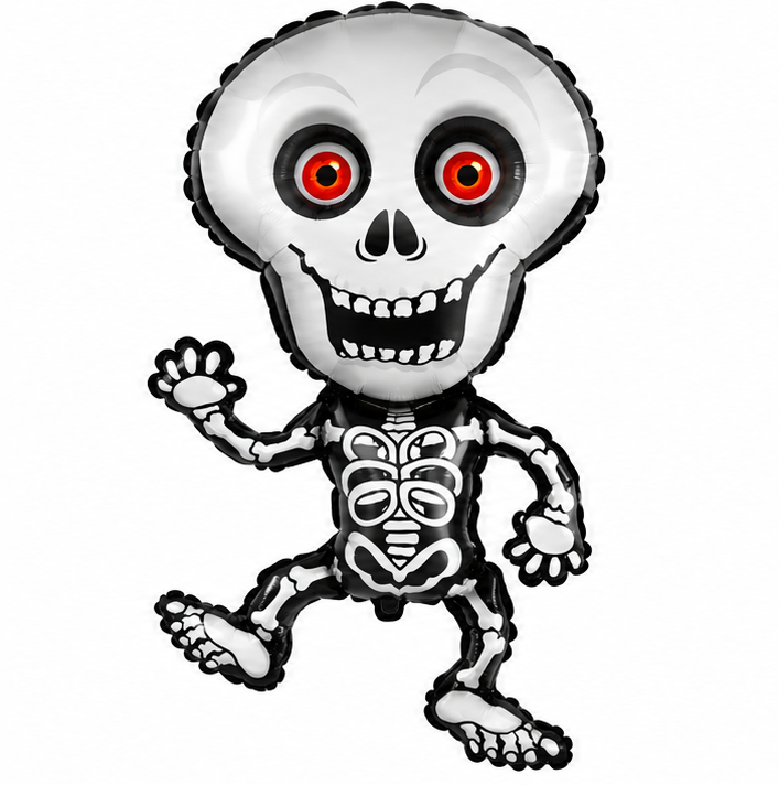 Large Skeleton Foil Balloon – 40" Halloween Decoration – Green, Grey or Fuchsia