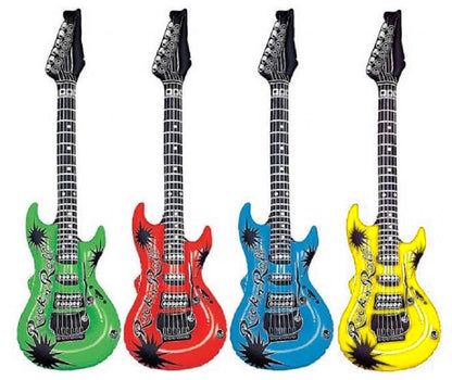 Inflatable Rock Guitar Party Props 89cm  – 4 Random Colours – Fancy Dress Accessory